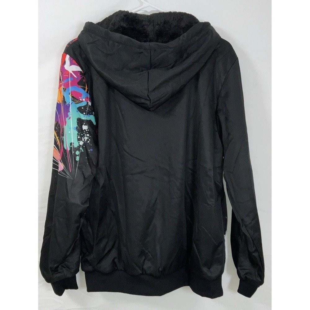NWT Speed Your Run Black Satin Feel Jacket Astronaut Spray Paint Black Men's M - Picture 5 of 7